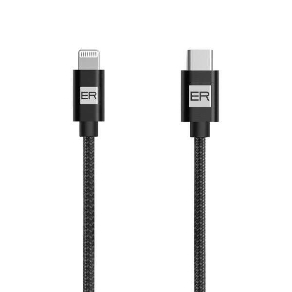 ER POWER – USB-C/Lightning kabel 1,2 m - čern&#253;