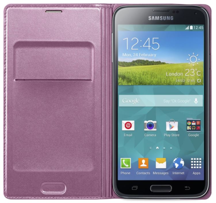 Samsung flip. pouzdro s kapsou pro S5, růžová