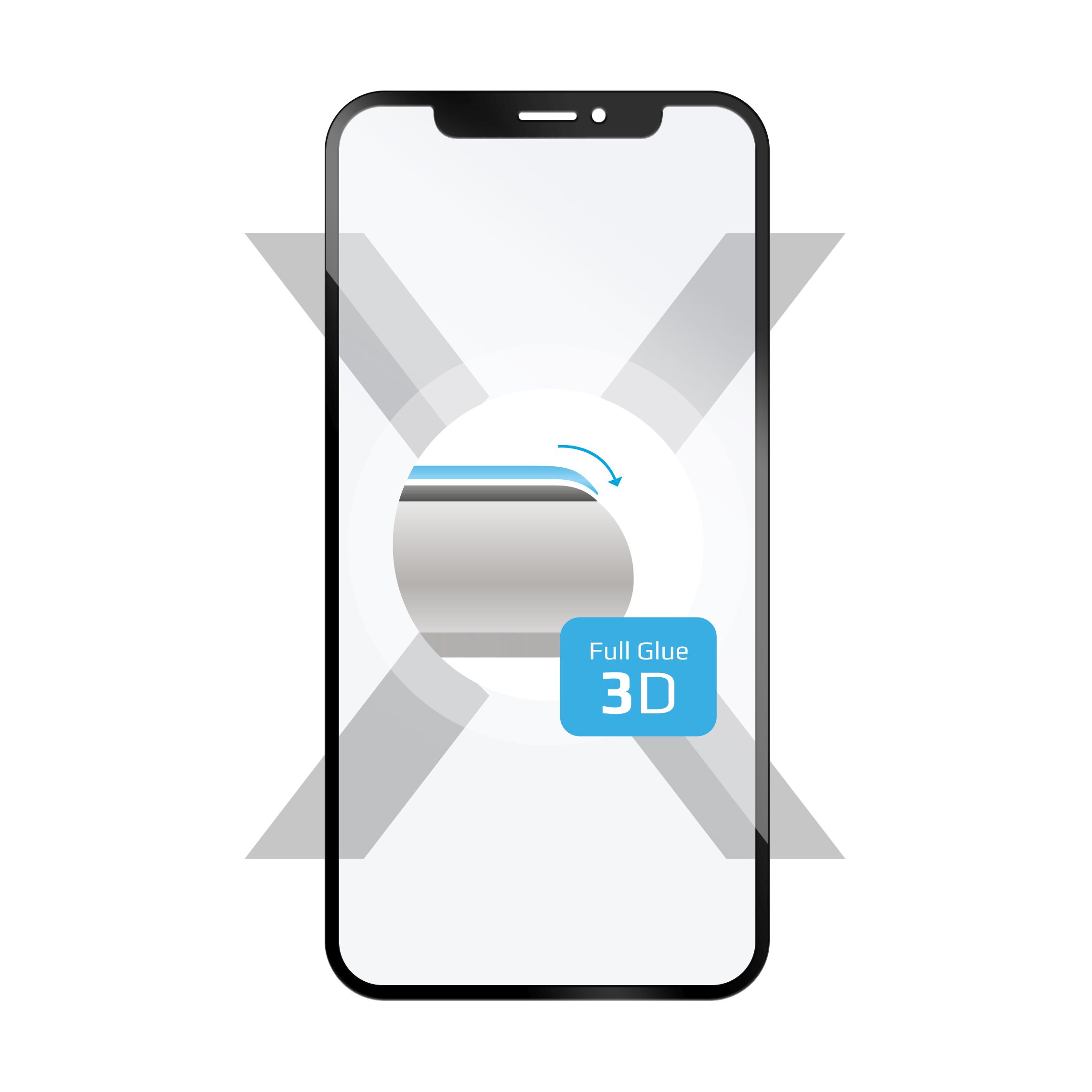 Ochranné tvrzené sklo FIXED 3D Full-Cover pro Apple iPhone 6/6S/7/8, s lepením přes celý displej, bí