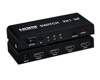 PremiumCord HDMI switch 3:1 kovový, dálkové ovl.