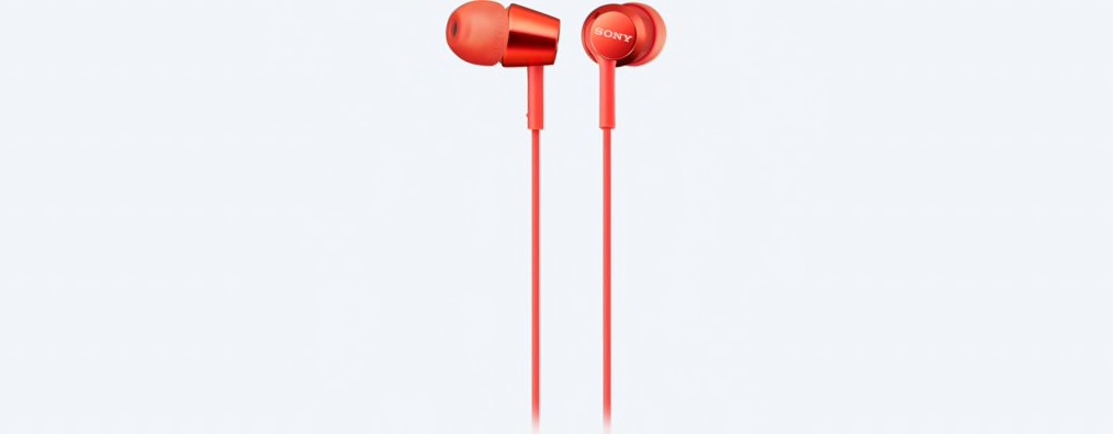 SONY sluchátka MDR-EX155AP, červené