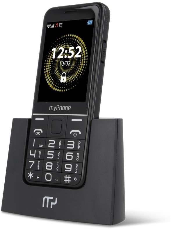 Telefon myPhone Halo Q Senior černý s nabíjecím stojánkem