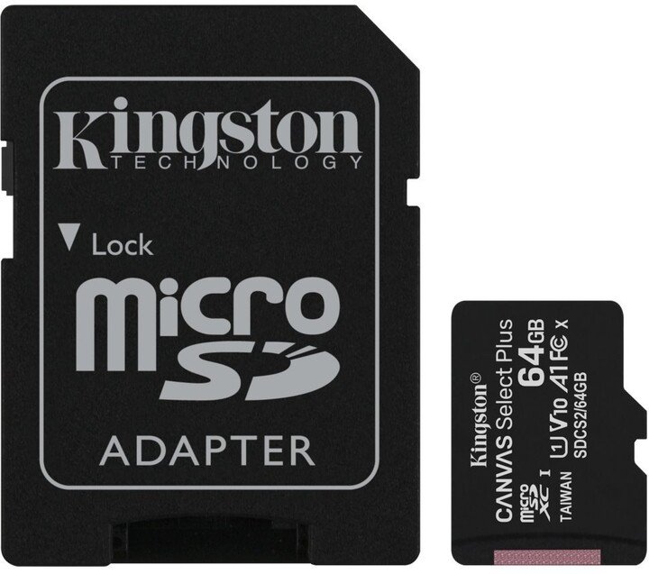 Kingston Canvas Select Plus microSD 64 GB + SD adaptér