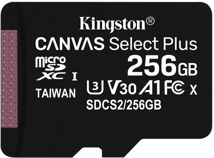 256GB microSDXC Kingston Canvas Select Plus  A1 CL10 100MB/s bez adapteru