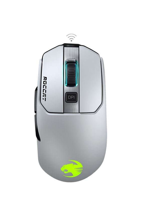 ROCCAT Kain 202 AIMO bezdrátová herní myš, 2.4GHz wireless, 16000 DPI, RGB, bílá