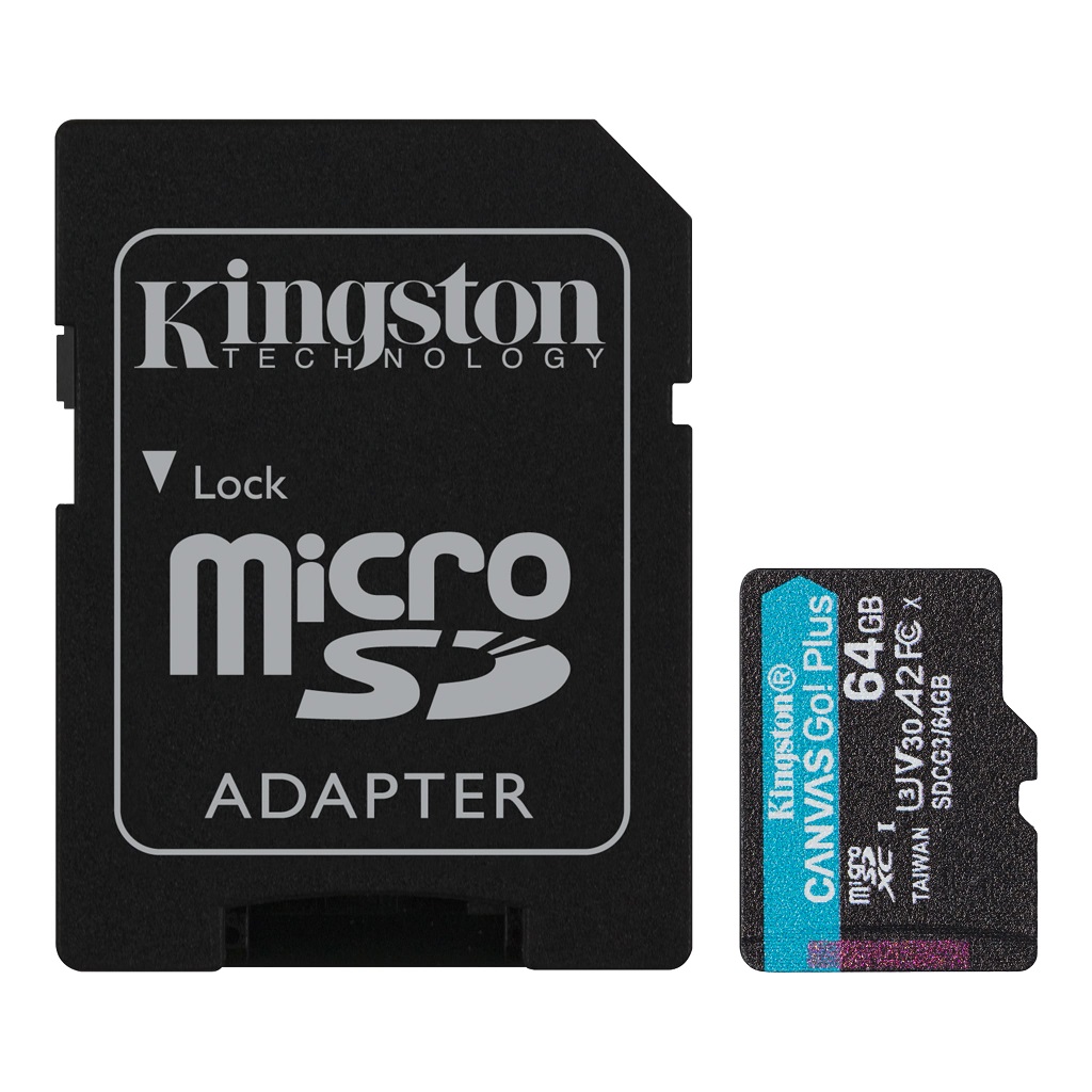Kingston Canvas Go Plus A2/micro SDXC/64GB/170MBps/UHS-I U3 / Class 10/+ Adaptér