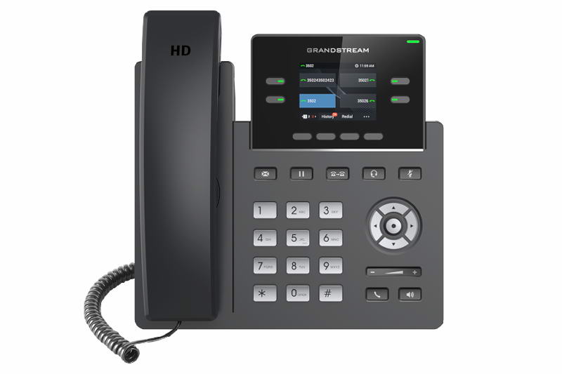 Grandstream GRP2612W SIP telefon, 2.4" TFT bar. displej, 2 SIP účty, 4 prog. tl., 2x10/100Mb, WiFi