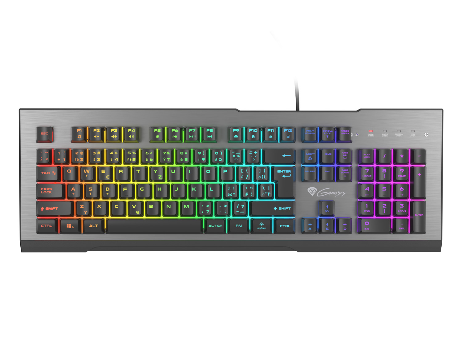 Genesis herní klávesnice RHOD 500/RGB/Drátová USB/CZ/SK layout/Černá