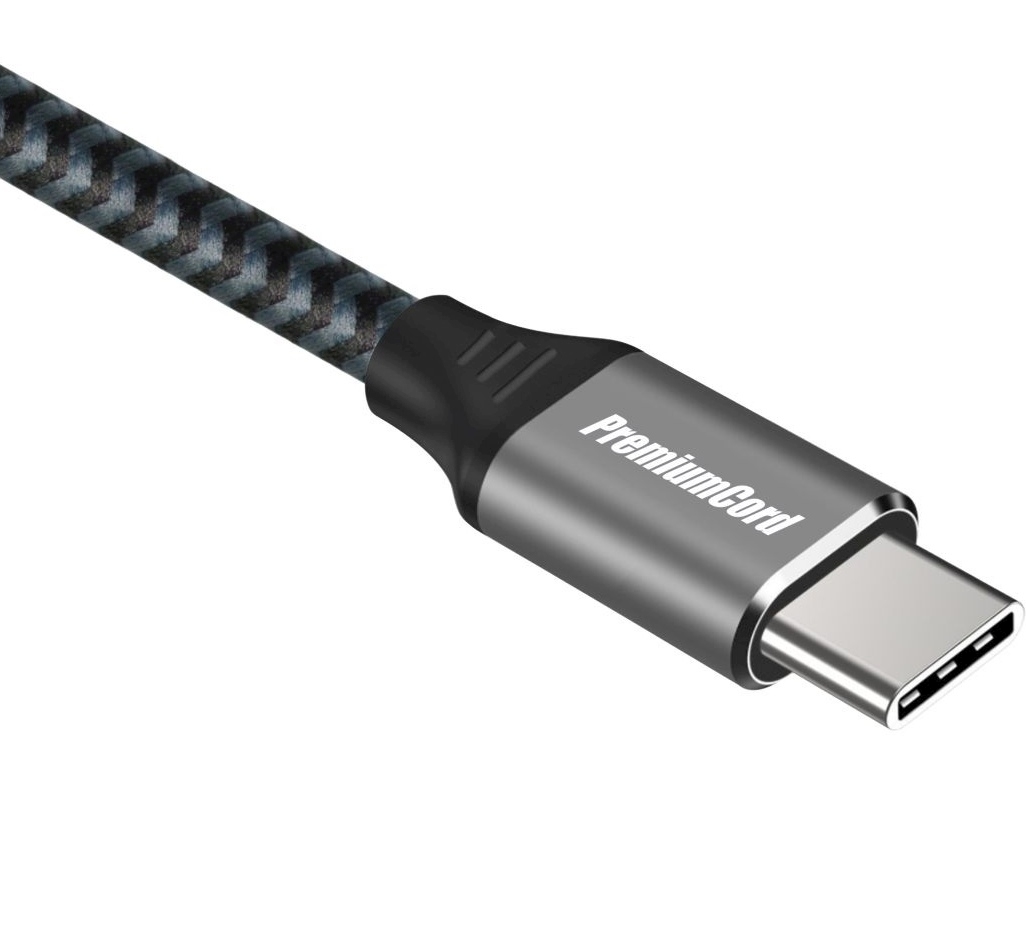 PremiumCord Kabel USB 3.2 Gen 1 USB-C male - USB-C male, bavlněný oplet, 1,5m