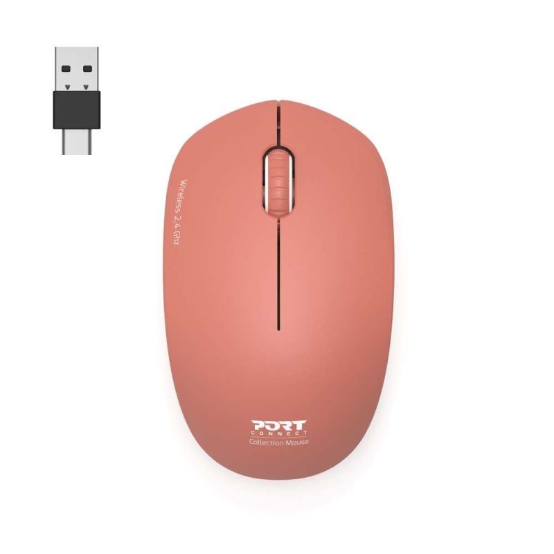PORT CONNECT bezdrátová myš USB-A/USB-C, cihlová