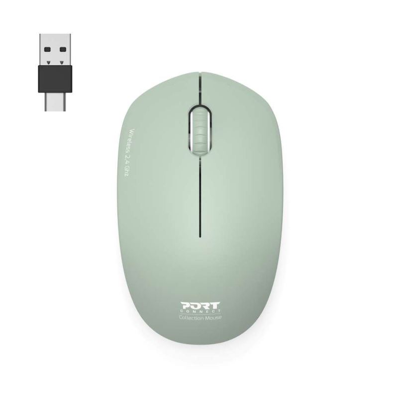 PORT CONNECT bezdrátová myš USB-A/USB-C, olivová