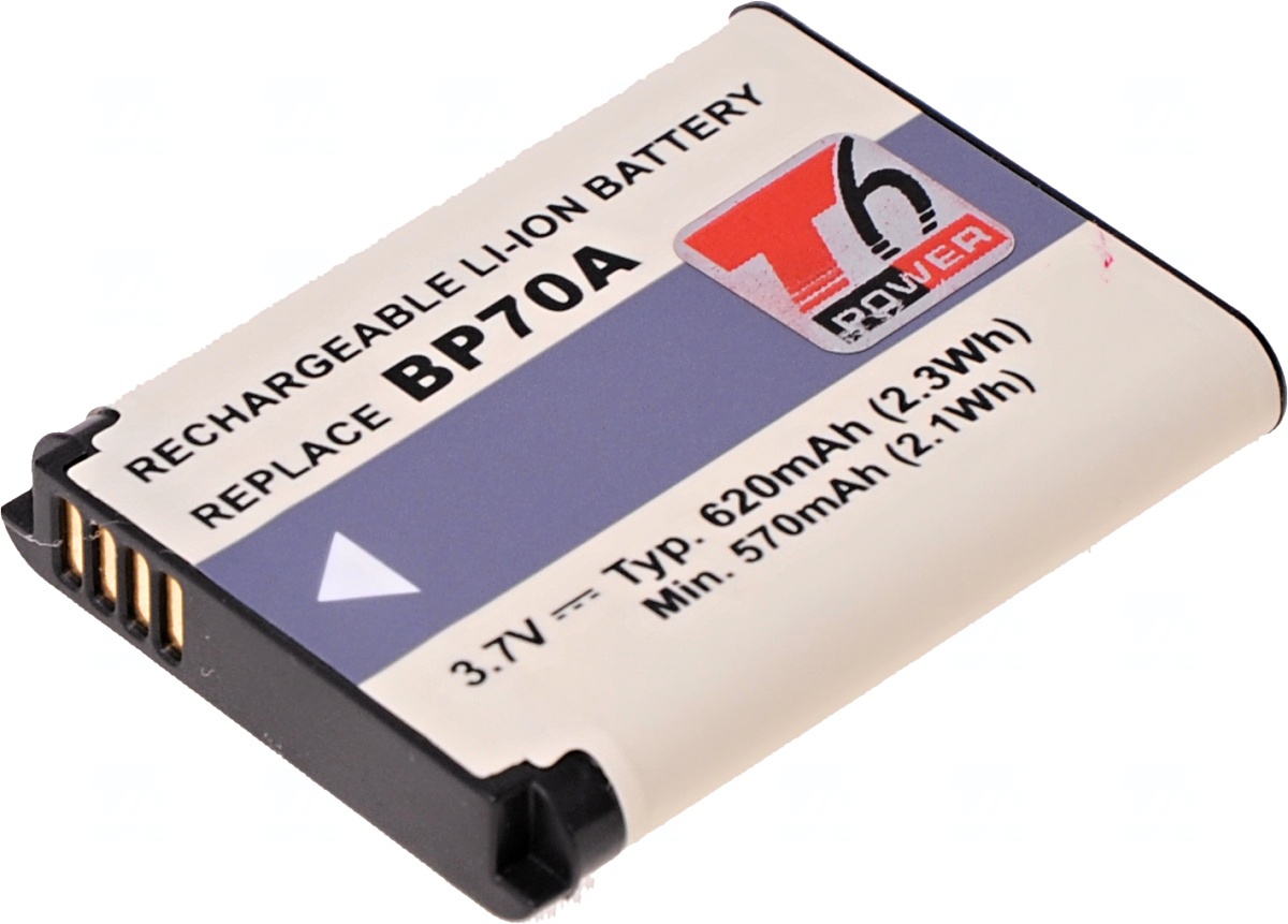 Baterie T6 power Samsung BP-70A, BP70A, SLB-70A, 700mAh, 2,6Wh, černá