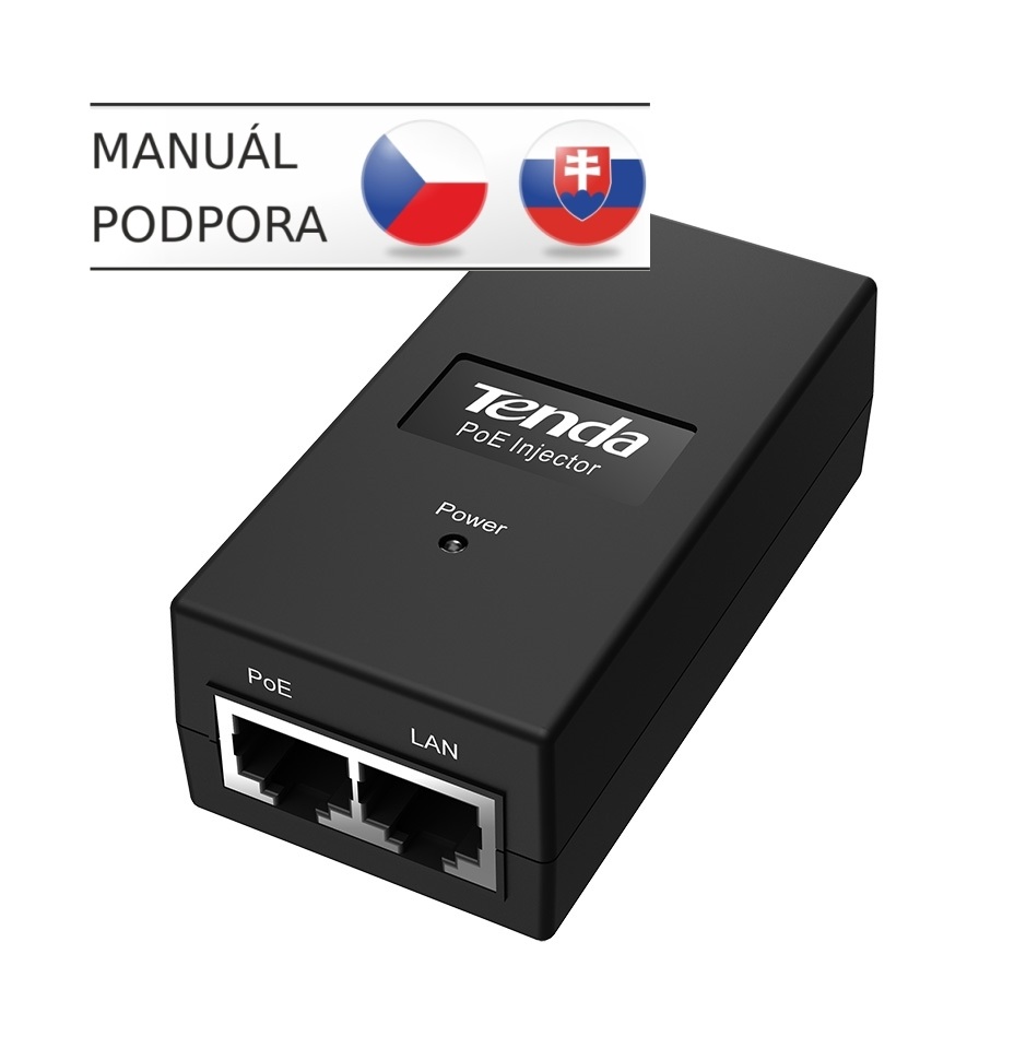 Levně Tenda PoE15F Fast Ethernet Power Injector PoE 15.4W, 802.3af, 2x LAN 10/100 Mb/s