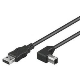  PremiumCord Kabel USB 2.0, A-B, 2m se zahnutým USB-B konektorem 90°