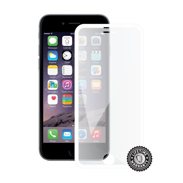 Screenshield™ APPLE iPhone 6/6S Tempered Glass protection display (full COVER white metalic frame)