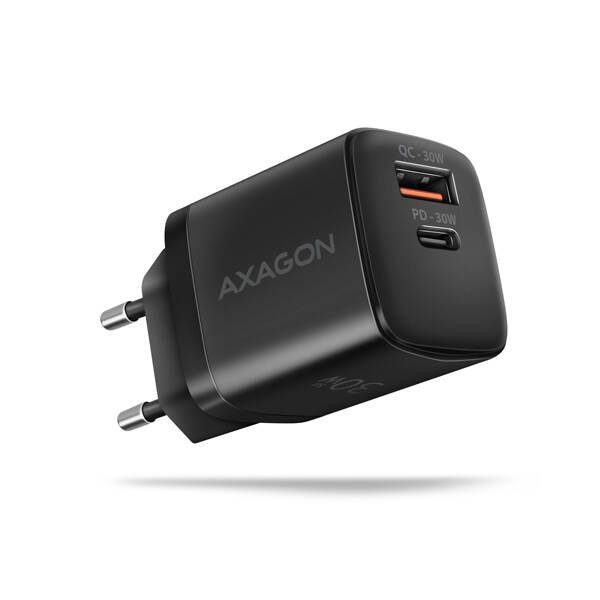 AXAGON ACU-PQ30 Sil nab&#237;ječka do s&#237;tě 30W, 2x port (USB-A + USB-C), PD3.0/PPS/QC4+/SFC/AFC/Apple
