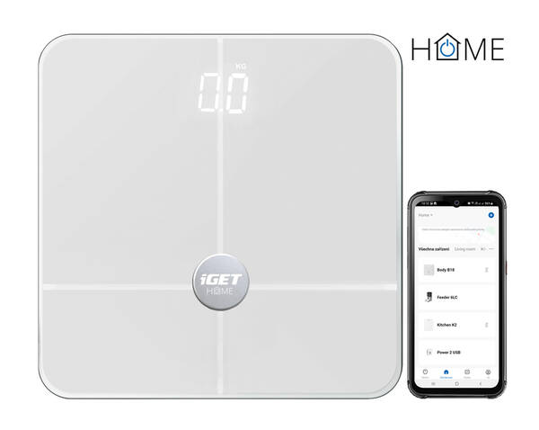 iGET HOME BODY B18 White - chytr&#225; v&#225;ha, aplikace Android/iOS, Bluetooth, měř&#237; 18 parametrů