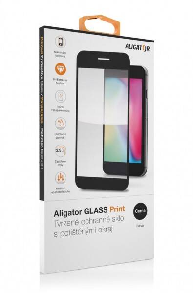 Aligator Ochrann&#233; tvrzen&#233; sklo GLASS PRINT, iPhone 14 Pro, čern&#225;, celoplošn&#233; lepen&#237;