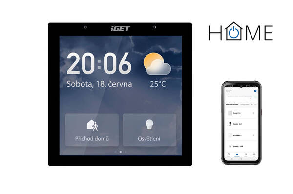 iGET HOME GW6 Control 4&quot; LCD Gateway - br&#225;na Wi-Fi/Bluetooth/Zigbee 3.0, Philips HUE,Tuya,Andr,iOS