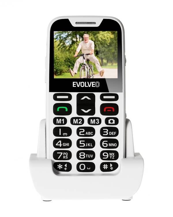 EVOLVEO EasyPhone XD, mobiln&#237; telefon pro seniory s nab&#237;jec&#237;m stoj&#225;nkem (b&#237;l&#225; barva)