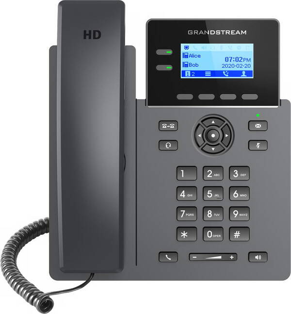 Grandstream GRP2602P SIP telefon, 2,21&quot; LCD podsv. displej, 4 SIP &#250;čty, 2x100Mbit port, PoE
