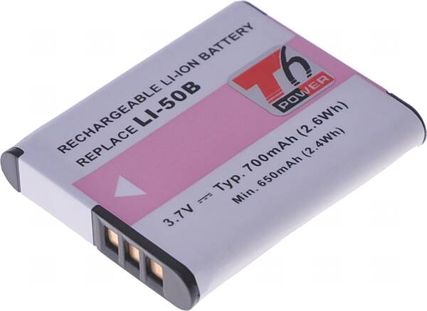 Baterie T6 Power Li-50B, D-Li92, DB-100, VW-VBX090, NP-150, LB-050, LB-052, GB-50A, 700mAh, 2,6Wh