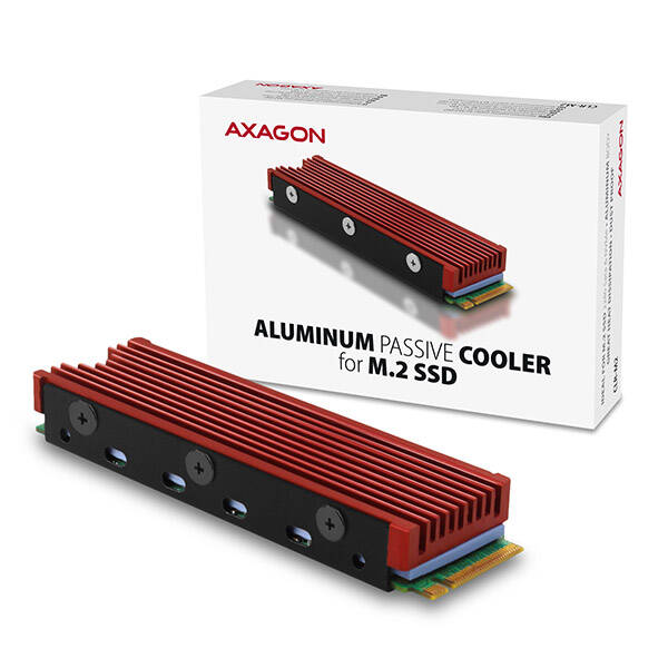 AXAGON CLR-M2, hlin&#237;kov&#253; pasivn&#237; chladič pro jedno i oboustrann&#253; M.2 SSD disk, v&#253;ška 12 mm