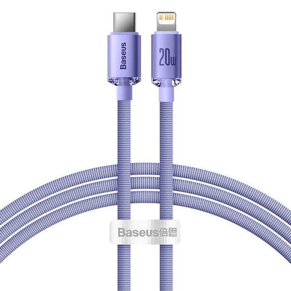 Baseus CAJY000205 Crystal Shine Series Datov&#253; Kabel USB-C - Lightning 20W 1,2m Purple