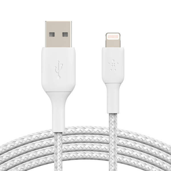 BELKIN kabel opl&#233;tan&#253; USB-A - Lightning, 2m, b&#237;l&#253;