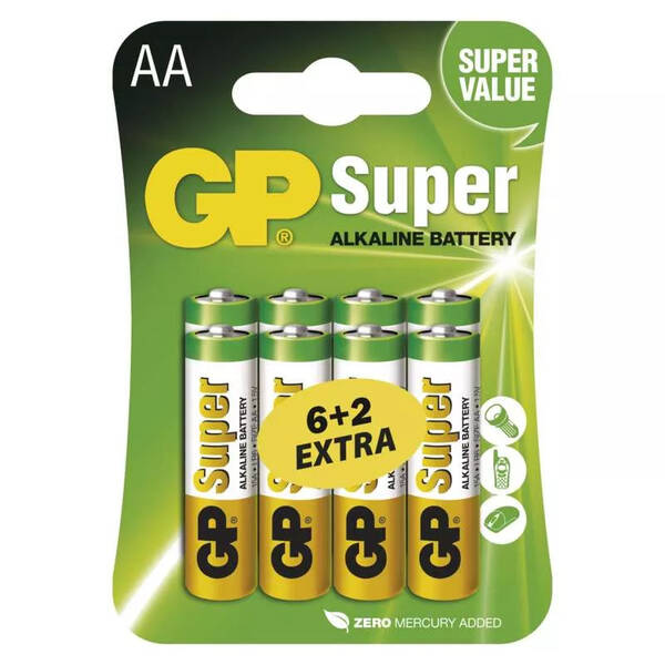 GP alkalick&#225; baterie SUPER AA (LR6) 6+2BL