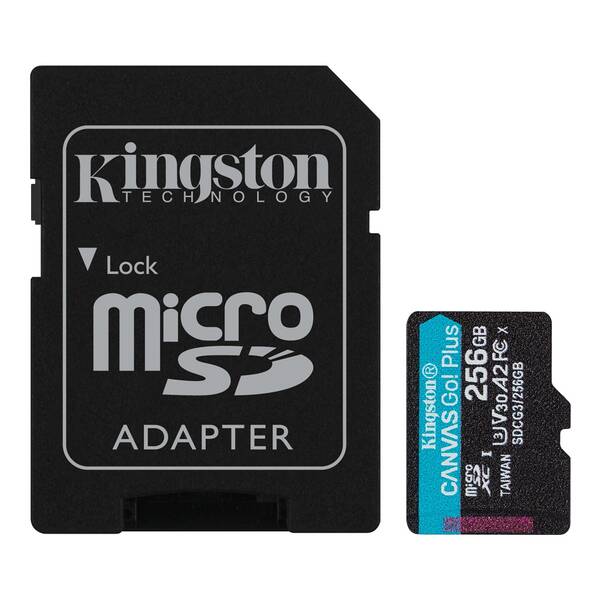 Kingston Canvas Go Plus A2/micro SDXC/256GB/170MBps/UHS-I U3 / Class 10/+ Adapt&#233;r