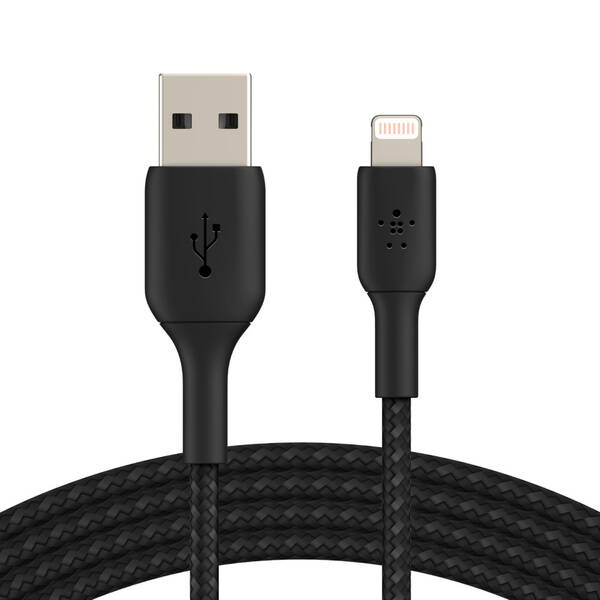 BELKIN kabel opl&#233;tan&#253; USB-A - Lightning, 1m, čern&#253;
