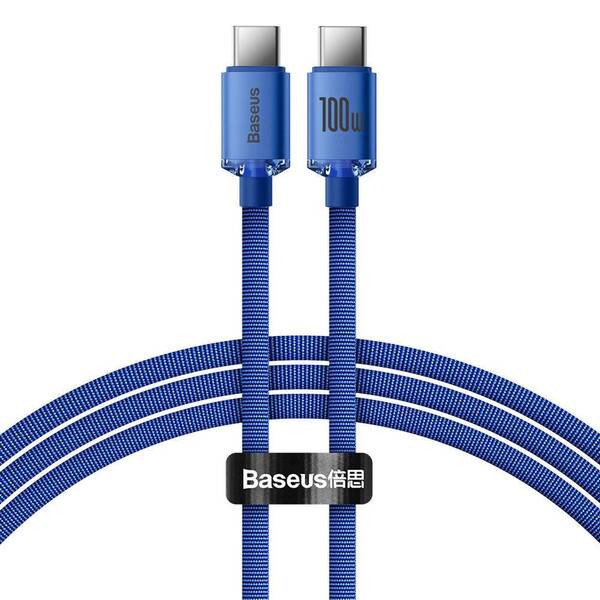 Baseus CAJY000603 Crystal Shine Series Datov&#253; Kabel USB-C - USB-C 100W 1,2m Blue