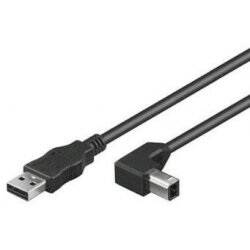 PremiumCord Kabel USB 2.0, A-B, 2m se zahnut&#253;m USB-B konektorem 90&#176;