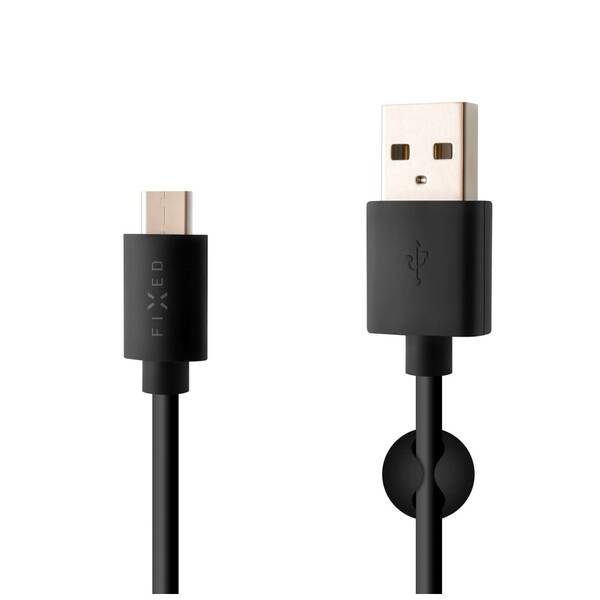 Datov&#253; a nab&#237;jec&#237; kabel FIXED s konektory USB/USB-C, USB 2.0, 1 metr, čern&#253;