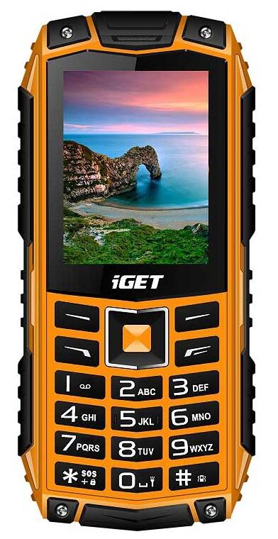 iGET Defender D10 Orange - odoln&#253; telefon IP68, DualSIM, 2500 mAh, BT, powerbanka, sv&#237;tilna, FM, MP3