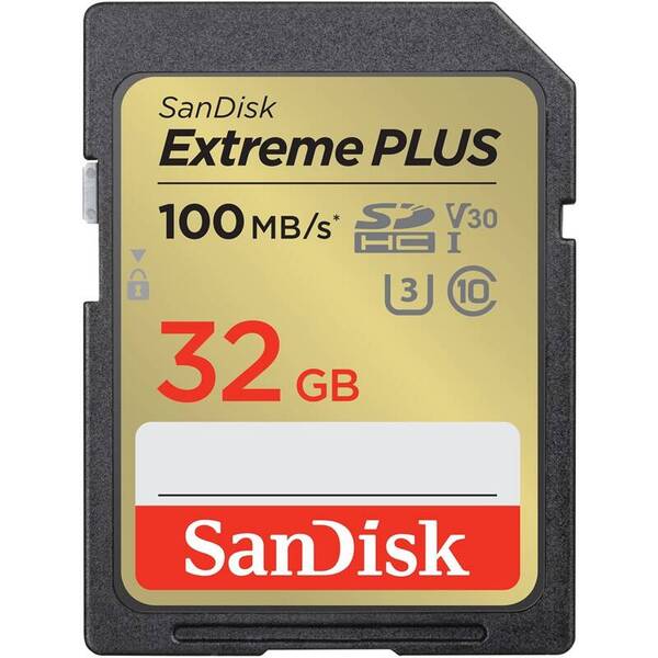 SanDisk Extreme PLUS/SDHC/32GB/100MBps/UHS-I U3 / Class 10/Čern&#225;