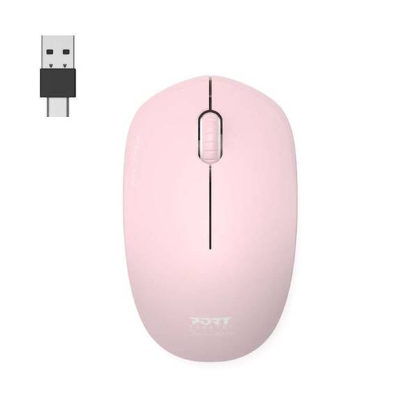 PORT CONNECT bezdr&#225;tov&#225; myš USB-A/USB-C, růžov&#225;