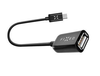 OTG datov&#253; kabel FIXED s konektory USB-C/USB-A, USB 2.0, 20 cm, čern&#253;