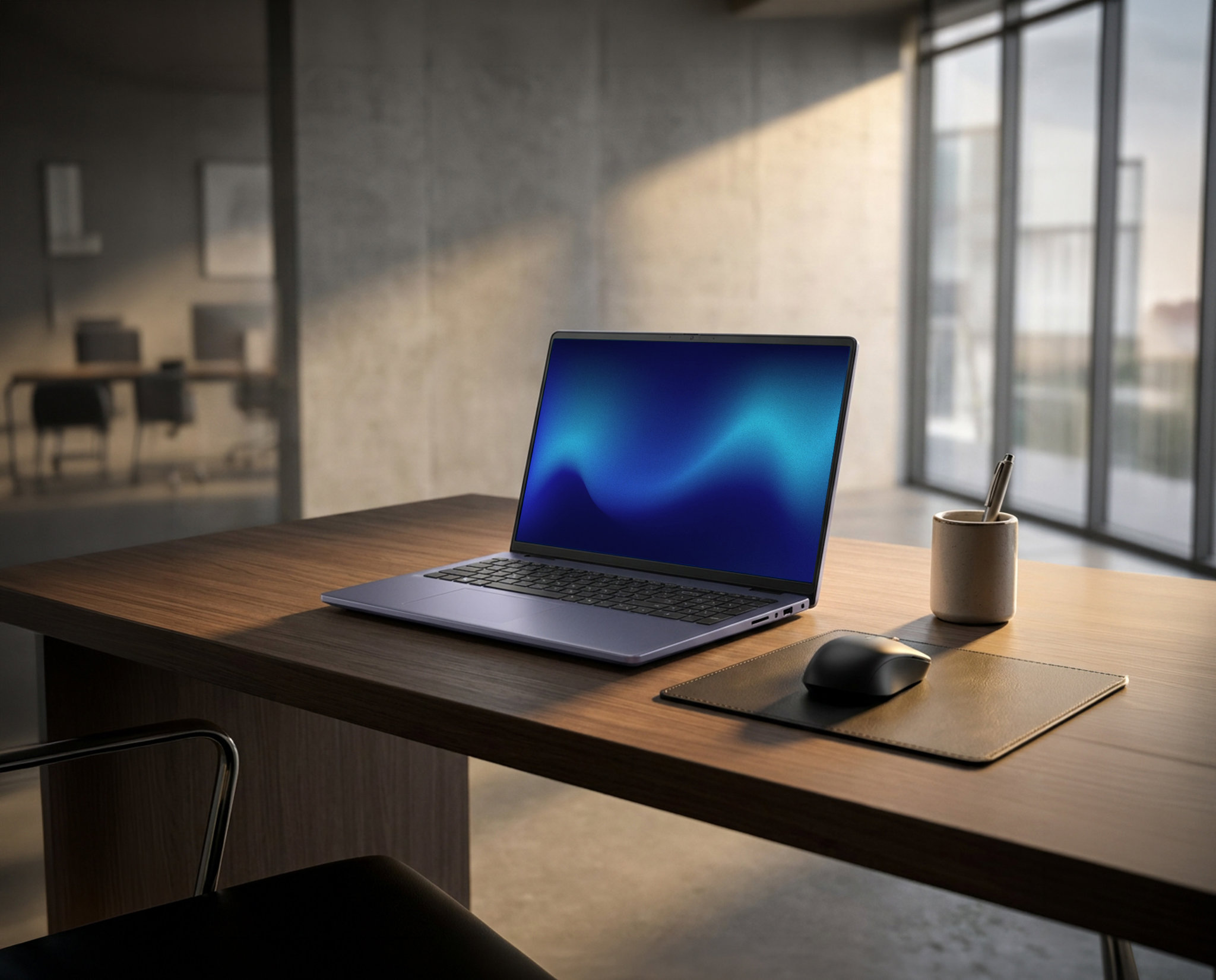 Dell notebook pro firmy na pracovním stole